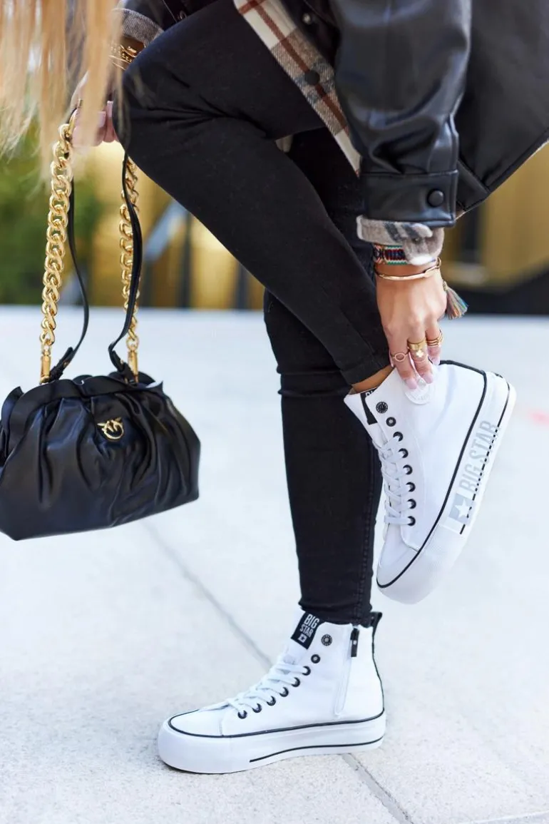 Wysokie Trampki Na Platformie Big Star II274014 Białe