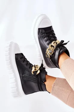 Wysokie Trampki Na Platformie Czarne La Rocca