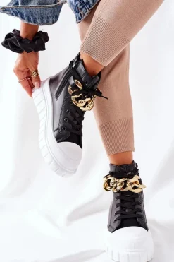 Wysokie Trampki Na Platformie Czarne La Rocca