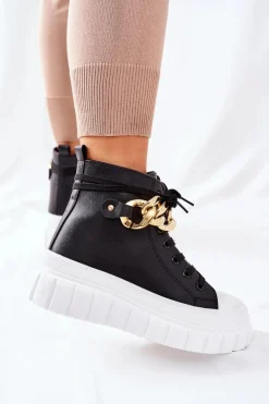 Wysokie Trampki Na Platformie Czarne La Rocca