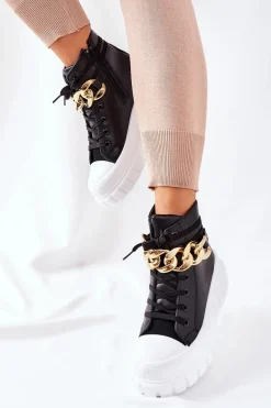 Wysokie Trampki Na Platformie Czarne La Rocca