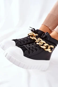 Wysokie Trampki Na Platformie Czarne La Rocca