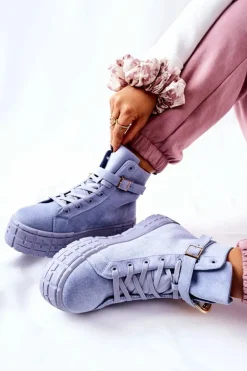 Wysokie Trampki Na Platformie Niebieskie Evenia