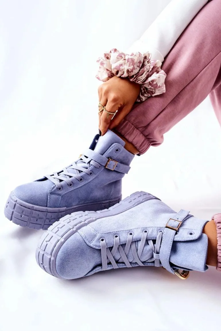 Wysokie Trampki Na Platformie Niebieskie Evenia