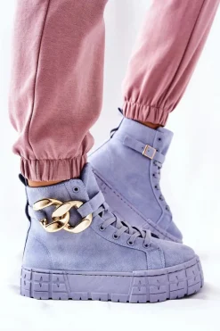 Wysokie Trampki Na Platformie Niebieskie Evenia