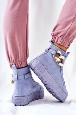 Wysokie Trampki Na Platformie Niebieskie Evenia