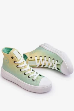 Wysokie Trampki Na Platformie Big Star LL274A190 Żółto-Zielone