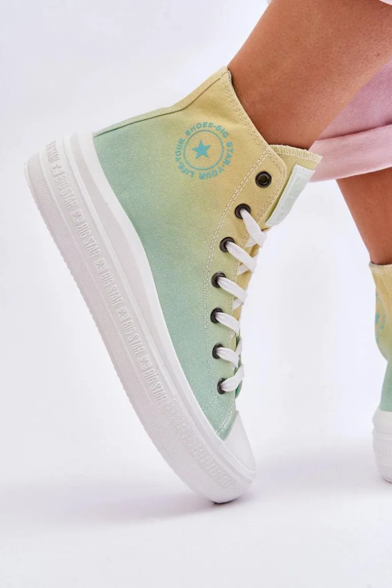 Wysokie Trampki Na Platformie Big Star LL274A190 Żółto-Zielone