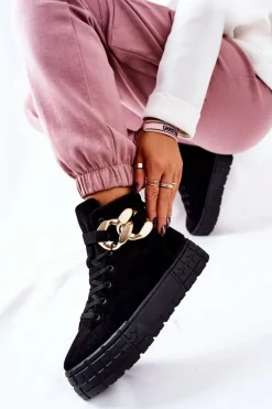 Wysokie Trampki Na Platformie Czarne Evenia