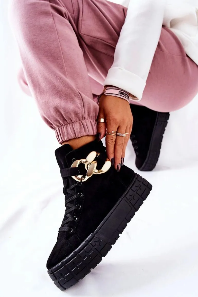 Wysokie Trampki Na Platformie Czarne Evenia