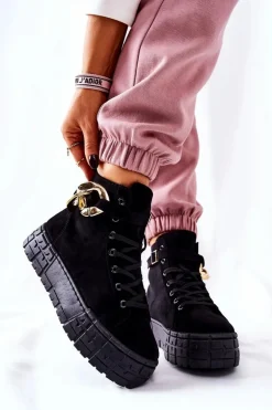 Wysokie Trampki Na Platformie Czarne Evenia