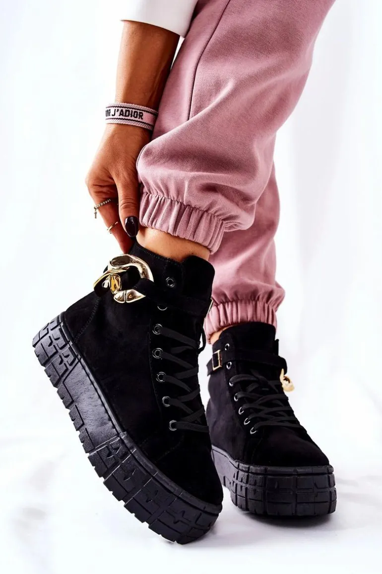 Wysokie Trampki Na Platformie Czarne Evenia