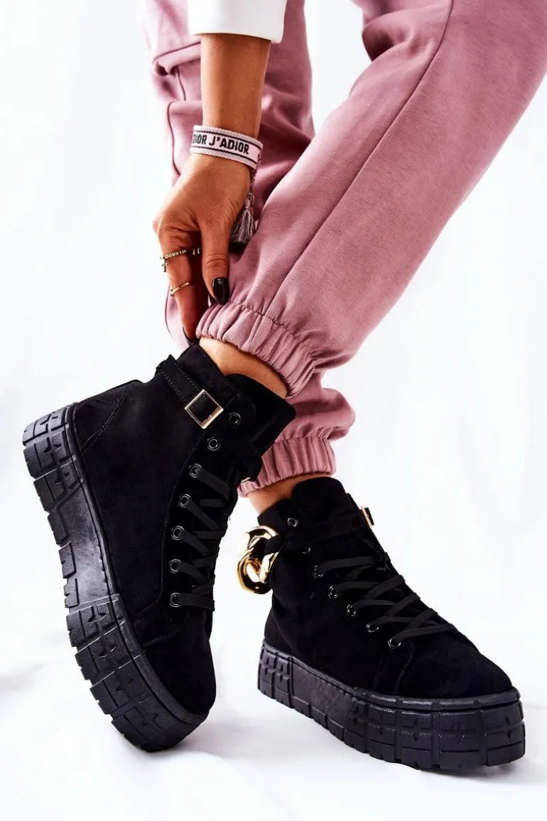 Wysokie Trampki Na Platformie Czarne Evenia