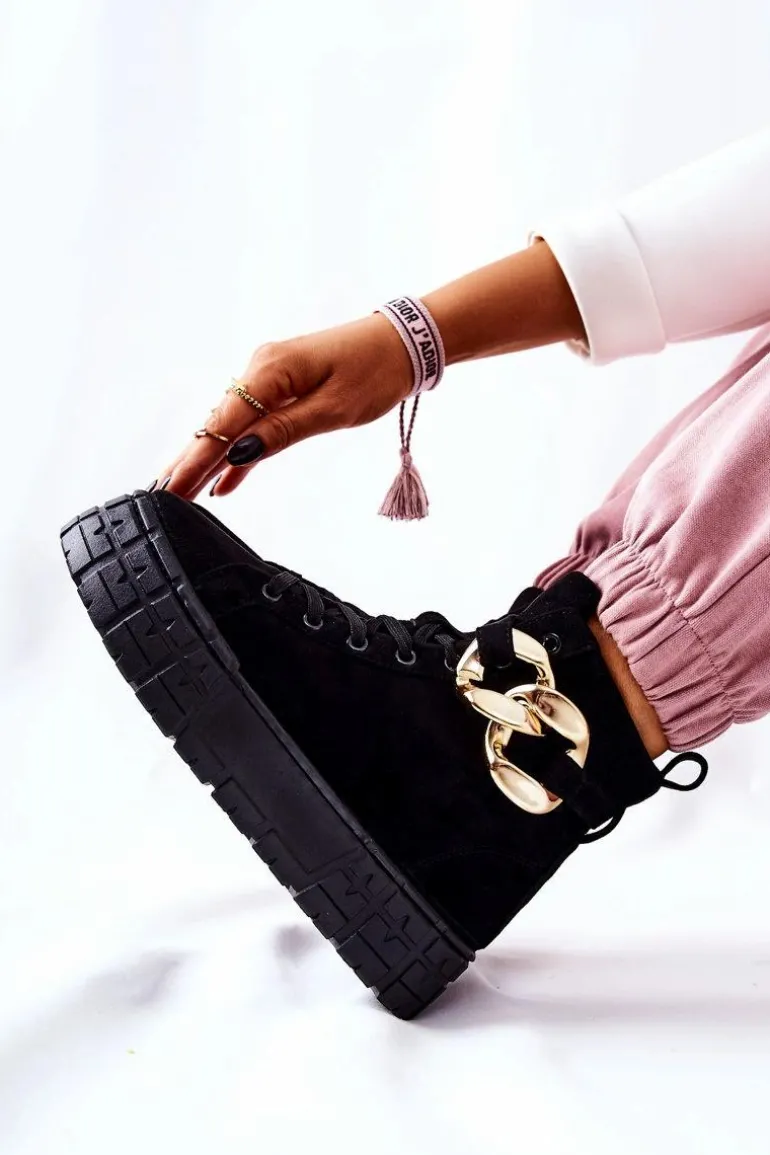 Wysokie Trampki Na Platformie Czarne Evenia