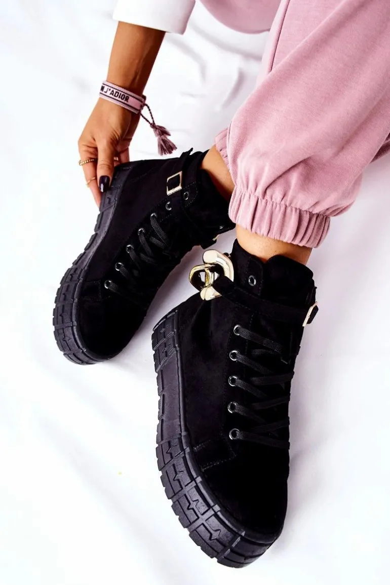 Wysokie Trampki Na Platformie Czarne Evenia