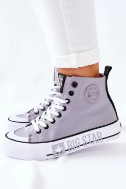 Wysokie Trampki Na Platformie Big Star II274016 Szare