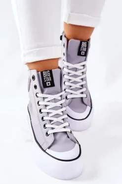 Wysokie Trampki Na Platformie Big Star II274016 Szare