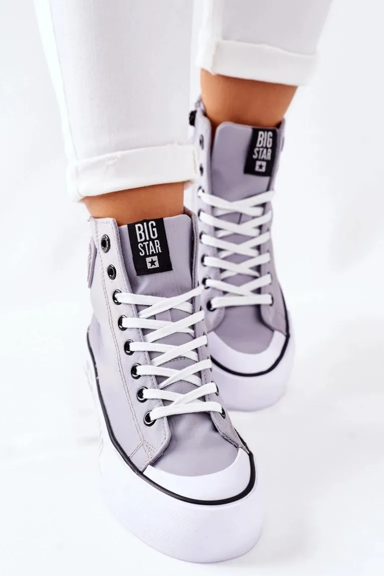 Wysokie Trampki Na Platformie Big Star II274016 Szare