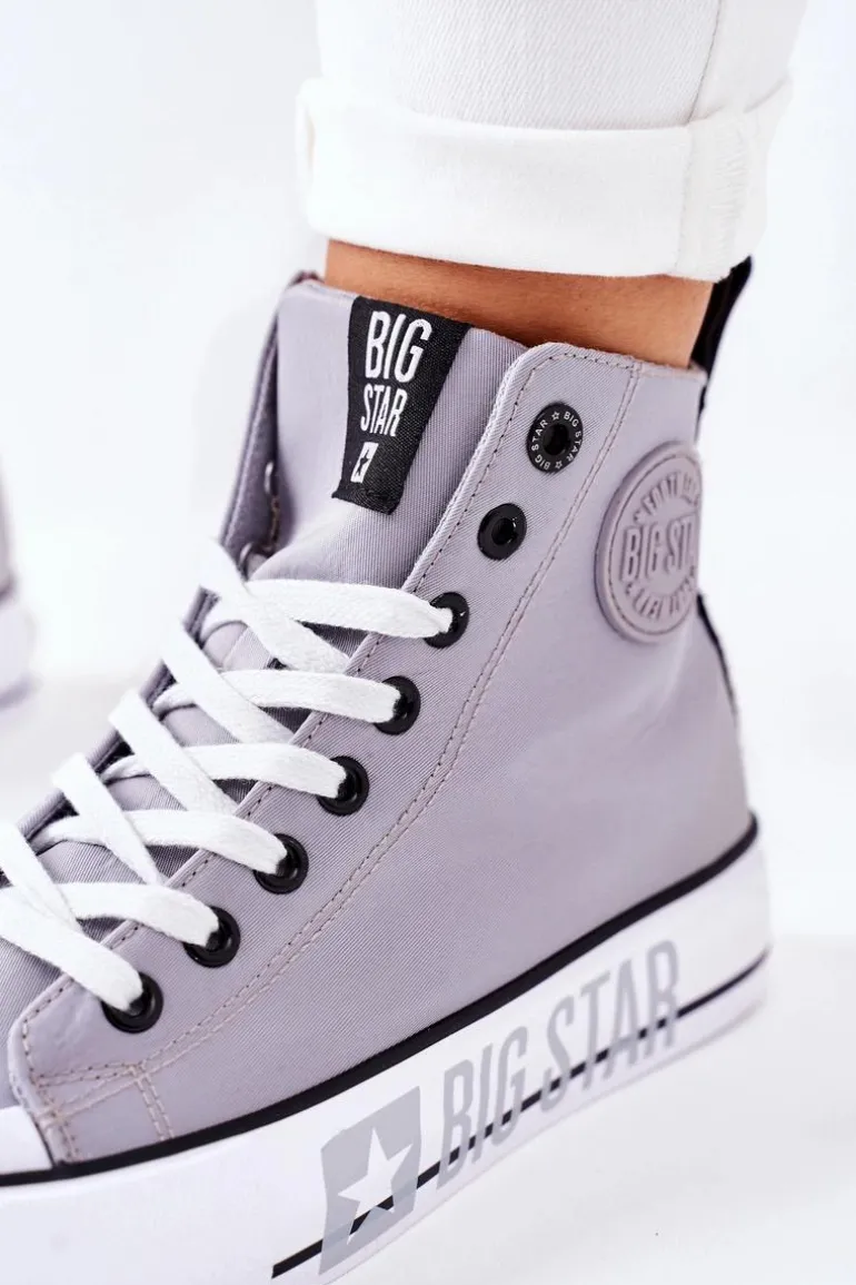Wysokie Trampki Na Platformie Big Star II274016 Szare