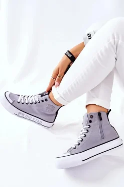 Wysokie Trampki Na Platformie Big Star II274016 Szare