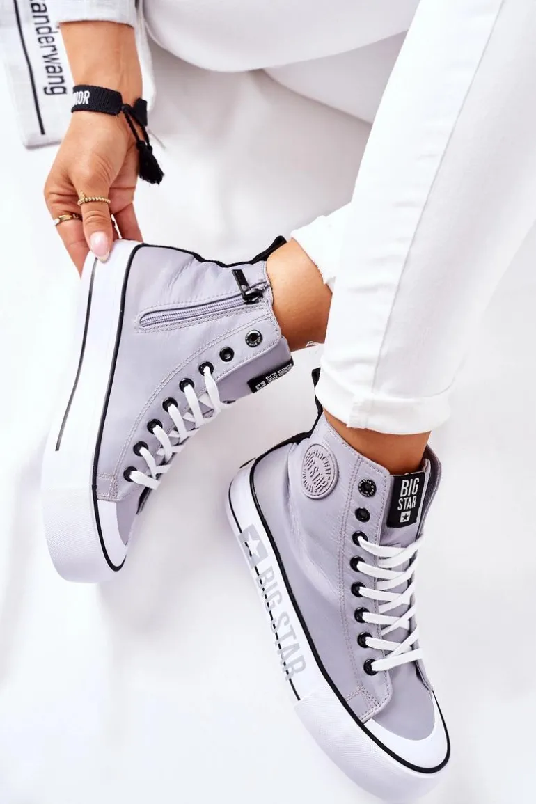Wysokie Trampki Na Platformie Big Star II274016 Szare