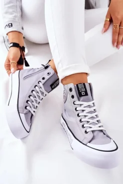 Wysokie Trampki Na Platformie Big Star II274016 Szare