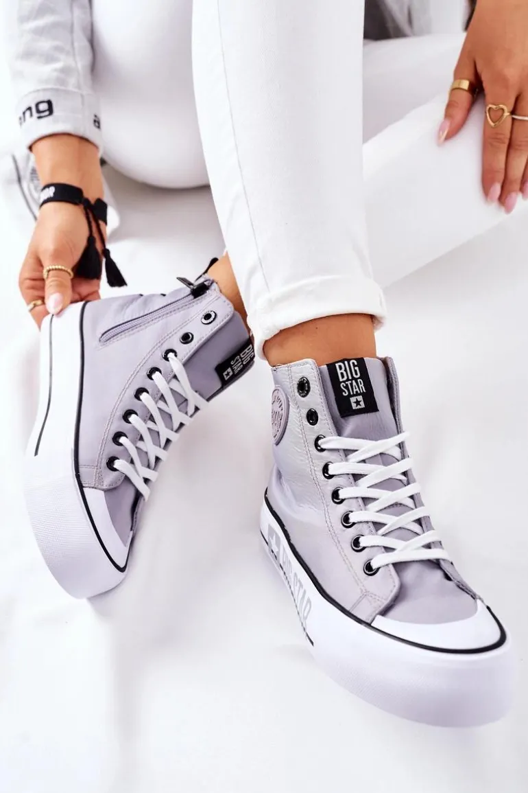Wysokie Trampki Na Platformie Big Star II274016 Szare