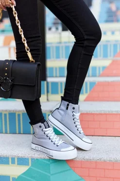 Wysokie Trampki Na Platformie Big Star II274016 Szare