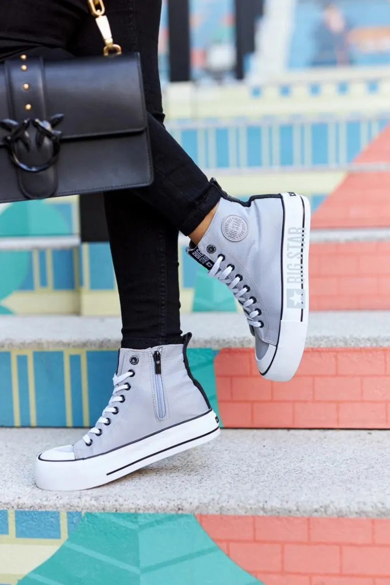 Wysokie Trampki Na Platformie Big Star II274016 Szare