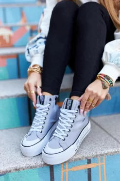 Wysokie Trampki Na Platformie Big Star II274016 Szare