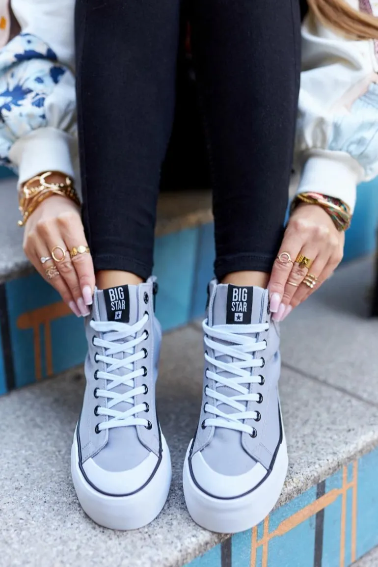 Wysokie Trampki Na Platformie Big Star II274016 Szare