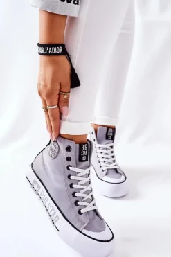 Wysokie Trampki Na Platformie Big Star II274016 Szare