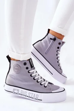 Wysokie Trampki Na Platformie Big Star II274016 Szare