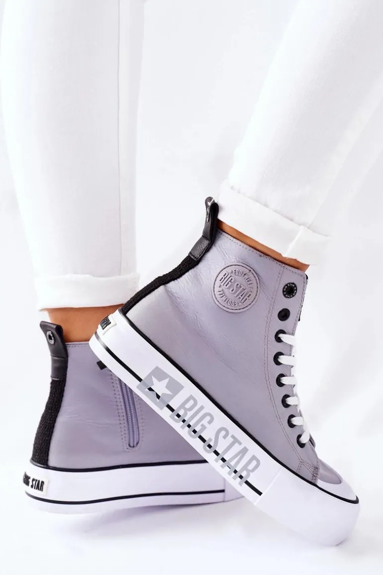 Wysokie Trampki Na Platformie Big Star II274016 Szare