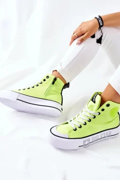 Wysokie Trampki Na Platformie Big Star II274015 Neonowe Żółte