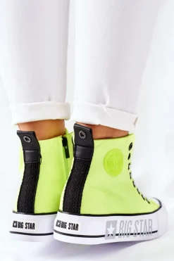 Wysokie Trampki Na Platformie Big Star II274015 Neonowe Żółte