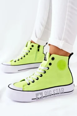 Wysokie Trampki Na Platformie Big Star II274015 Neonowe Żółte