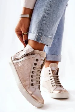 Wysokie Trampki Na Suwak Monnari 0630-M15 Beżowe