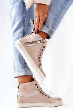 Wysokie Trampki Na Suwak Monnari 0630-M15 Beżowe