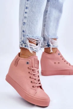 Wysokie Trampki Na Ukrytym Koturnie Big Star LL274036 Różowe