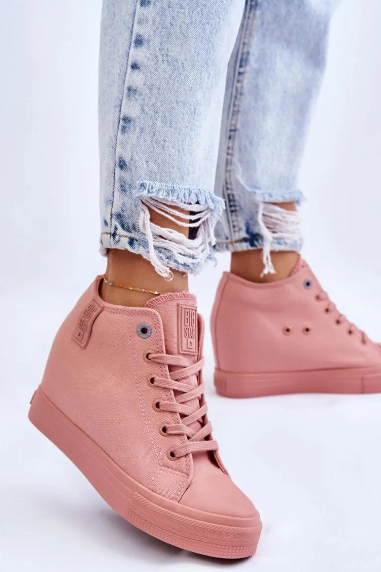 Wysokie Trampki Na Ukrytym Koturnie Big Star LL274036 Różowe