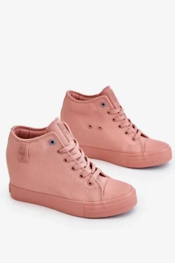 Wysokie Trampki Na Ukrytym Koturnie Big Star LL274036 Różowe