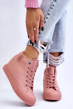 Wysokie Trampki Na Ukrytym Koturnie Big Star LL274036 Różowe