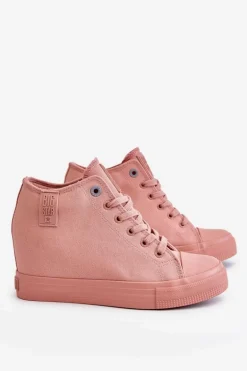 Wysokie Trampki Na Ukrytym Koturnie Big Star LL274036 Różowe
