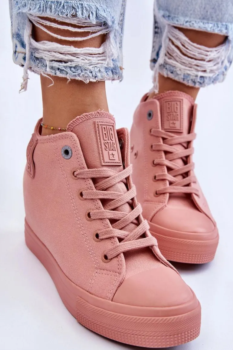 Wysokie Trampki Na Ukrytym Koturnie Big Star LL274036 Różowe
