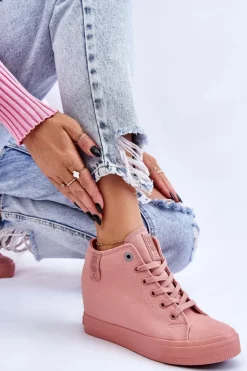 Wysokie Trampki Na Ukrytym Koturnie Big Star LL274036 Różowe