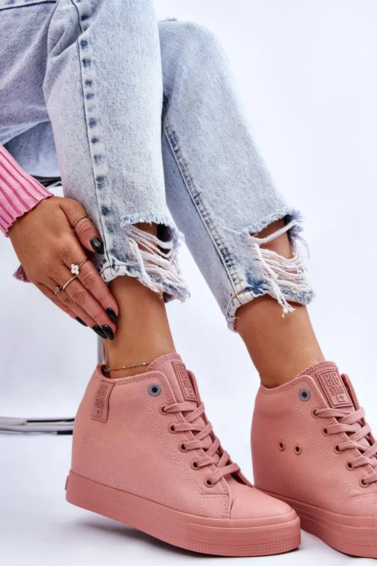 Wysokie Trampki Na Ukrytym Koturnie Big Star LL274036 Różowe