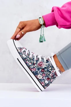 Wysokie Trampki W Kwiaty Zielone Nollie