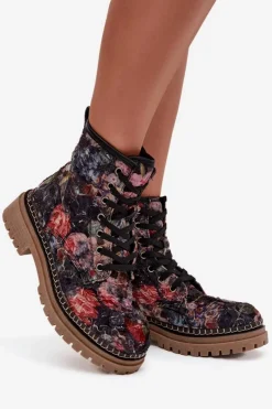 Wzorzyste Botki Damskie Ocieplane Artiker 57C1054 Czarne