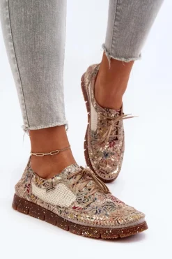Wzorzyste Półbuty Damskie Maciejka 06347-04 Beżowe